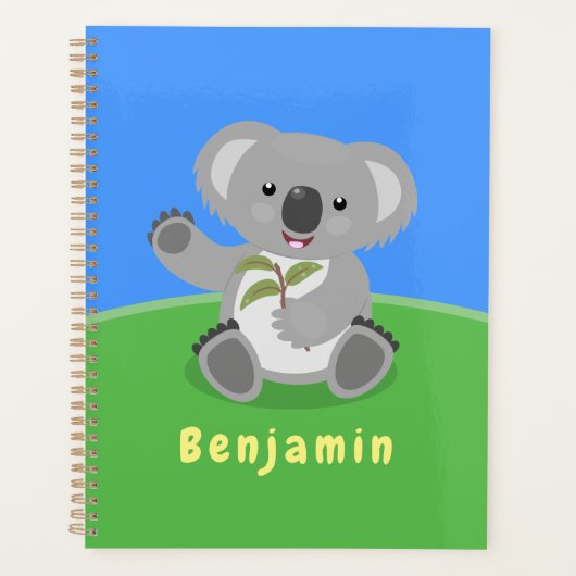 Niedliche glückliche koala schwingende Cartoon-Abb Planer (Vorderseite)
