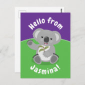 Niedliche glückliche koala schwingende Cartoon-Abb Postkarte (Vorne/Hinten)