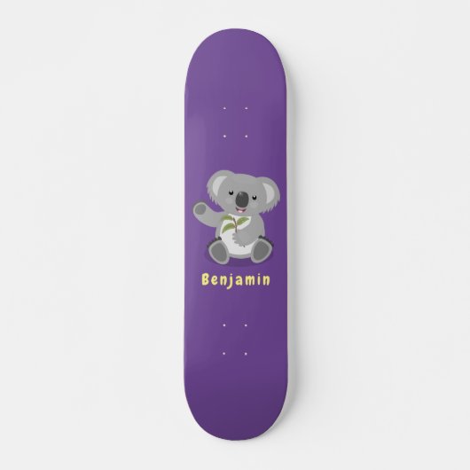 Niedliche glückliche koala schwingende Cartoon-Abb Skateboard (Vorne)