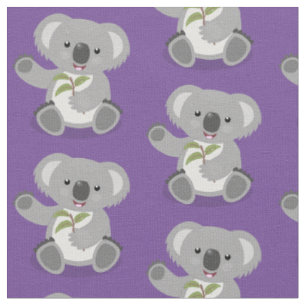 Niedliche glückliche koala schwingende Cartoon-Abb Stoff