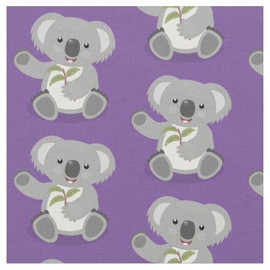Niedliche glückliche koala schwingende Cartoon-Abb Stoff (Nahaufnahme)