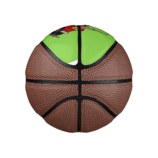 Niedliche glückliche Kuh, die einen roten Traktor- Mini Basketball (Rechts)