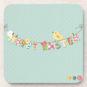 Niedliche glückliche Ostern-Karte Getränkeuntersetzer