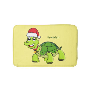 Niedliche glückliche Schildkröte mit Weihnachtsman Badematte