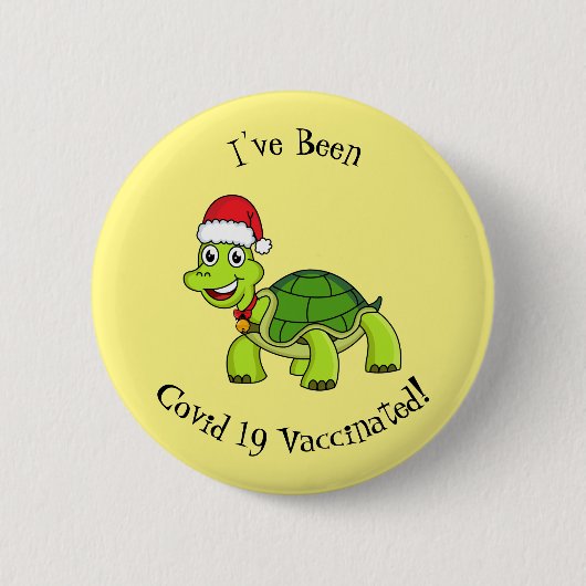 Niedliche glückliche Schildkröte mit Weihnachtsman Button (Vorderseite)