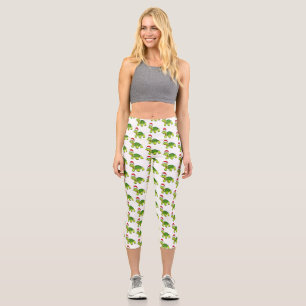 Niedliche glückliche Schildkröte mit Weihnachtsman Capri Leggings