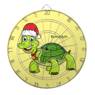 Niedliche glückliche Schildkröte mit Weihnachtsman Dartscheibe