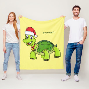 Niedliche glückliche Schildkröte mit Weihnachtsman Fleecedecke