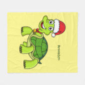 Niedliche glückliche Schildkröte mit Weihnachtsman Fleecedecke (Vorderseite (Horizontal))
