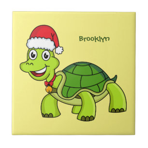 Niedliche glückliche Schildkröte mit Weihnachtsman Fliese