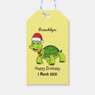Niedliche glückliche Schildkröte mit Weihnachtsman Geschenkanhänger