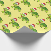 Niedliche glückliche Schildkröte mit Weihnachtsman Geschenkpapier (Ecke)