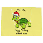 Niedliche glückliche Schildkröte mit Weihnachtsman Große Geschenktüte (Rückseite)