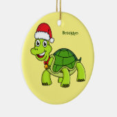 Niedliche glückliche Schildkröte mit Weihnachtsman Keramik Ornament (Rechts)