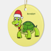 Niedliche glückliche Schildkröte mit Weihnachtsman Keramik Ornament (Links)
