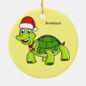 Niedliche glückliche Schildkröte mit Weihnachtsman Keramik Ornament (Hinten)