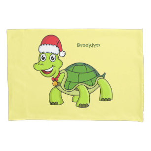 Niedliche glückliche Schildkröte mit Weihnachtsman Kissenbezug