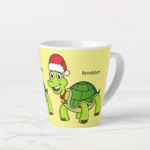 Niedliche glückliche Schildkröte mit Weihnachtsman Milchtasse