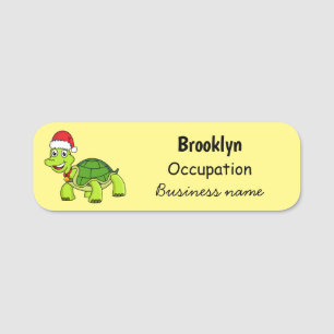 Niedliche glückliche Schildkröte mit Weihnachtsman Namensschild