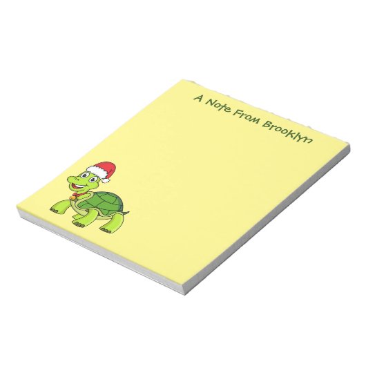 Niedliche glückliche Schildkröte mit Weihnachtsman Notizblock (Rotiert)