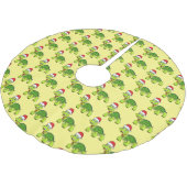 Niedliche glückliche Schildkröte mit Weihnachtsman Polyester Weihnachtsbaumdecke (Schrägansicht)