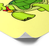 Niedliche glückliche Schildkröte mit Weihnachtsman Poster (Ecke)