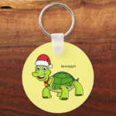 Niedliche glückliche Schildkröte mit Weihnachtsman Schlüsselanhänger (Vorderseite)