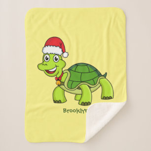 Niedliche glückliche Schildkröte mit Weihnachtsman Sherpadecke
