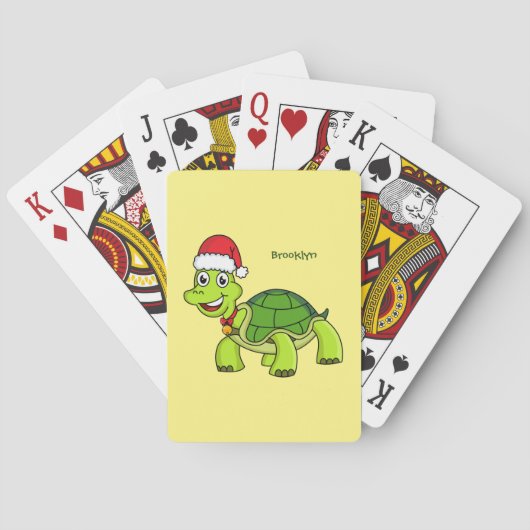 Niedliche glückliche Schildkröte mit Weihnachtsman Spielkarten (Rückseite)