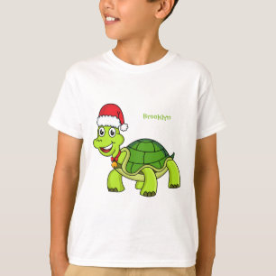 Niedliche glückliche Schildkröte mit Weihnachtsman T-Shirt