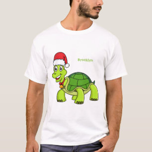 Niedliche glückliche Schildkröte mit Weihnachtsman T-Shirt