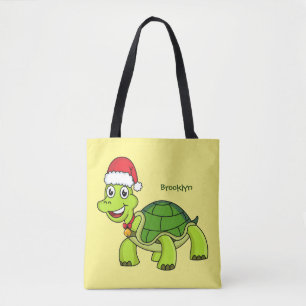 Niedliche glückliche Schildkröte mit Weihnachtsman Tasche