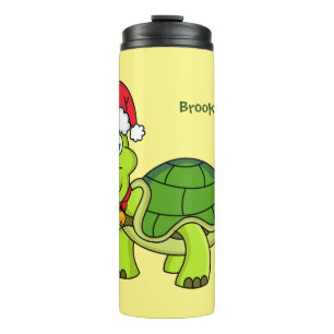 Niedliche glückliche Schildkröte mit Weihnachtsman Thermosbecher