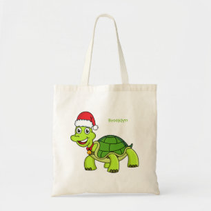 Niedliche glückliche Schildkröte mit Weihnachtsman Tragetasche