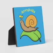 Niedliche, glückliche Schnecke auf einer Cartoon-I Fotoplatte (Vorderseite)