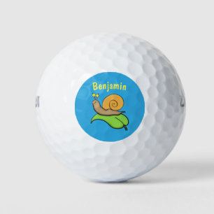 Niedliche, glückliche Schnecke auf einer Cartoon-I Golfball