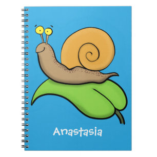 Niedliche, glückliche Schnecke auf einer Cartoon-I Notizblock
