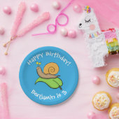 Niedliche, glückliche Schnecke auf einer Cartoon-I Pappteller (Party)