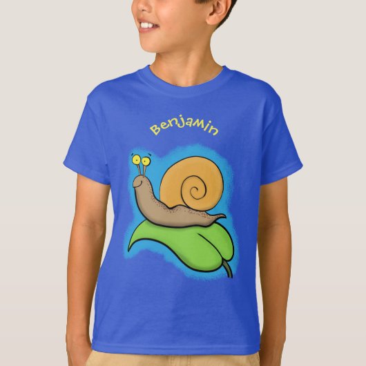 Niedliche, glückliche Schnecke auf einer Cartoon-I T-Shirt (Vorderseite)