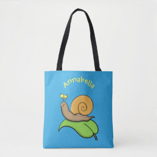 Niedliche, glückliche Schnecke auf einer Cartoon-I Tasche