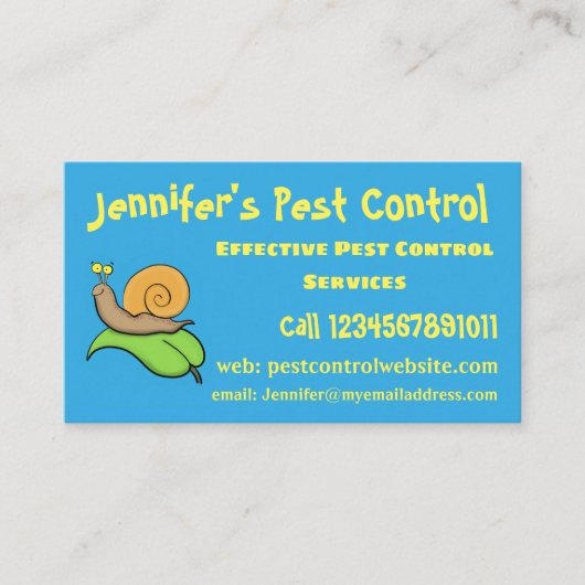 Niedliche, glückliche Schnecke auf einer Cartoon-I Visitenkarte (Vorderseite)