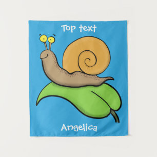 Niedliche, glückliche Schnecke auf einer Cartoon-I Wandteppich