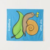 Niedliche, glückliche Schnecke auf einer Cartoon-I Wandteppich (Vorderseite (Horizontal))