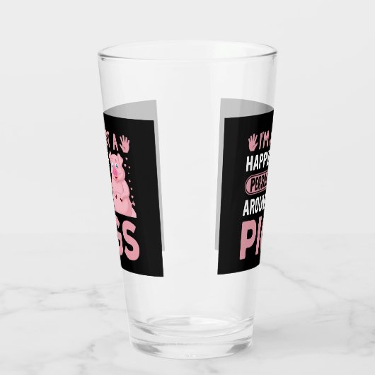 niedliche glückliche Schweineliebhaber Wortkunst Glas (Links)