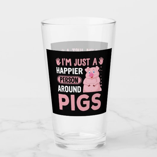 niedliche glückliche Schweineliebhaber Wortkunst Glas (Vorderseite)