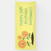 Niedliche glückliche Sonnenblumen lächelnd Cartoon Banner (Vertikal)