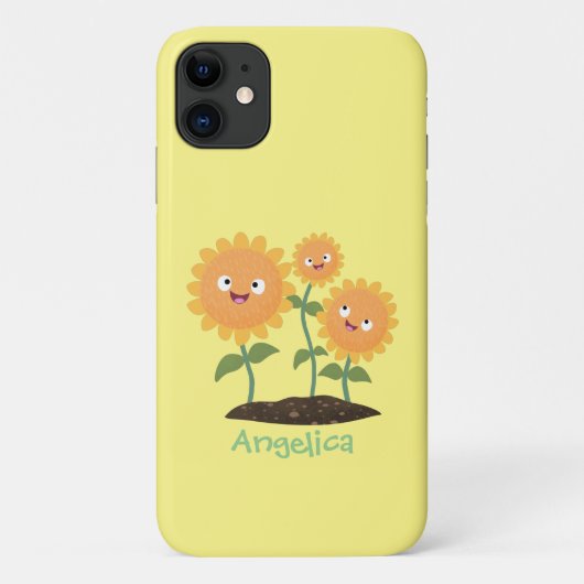 Niedliche glückliche Sonnenblumen lächelnd Cartoon Case-Mate iPhone Hülle (Rückseite)