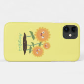Niedliche glückliche Sonnenblumen lächelnd Cartoon Case-Mate iPhone Hülle (Rückseite (Horizontal))