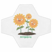 Niedliche glückliche Sonnenblumen lächelnd Cartoon Fußball (Flach)