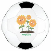 Niedliche glückliche Sonnenblumen lächelnd Cartoon Fußball (Vorderseite)